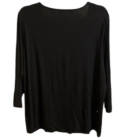 Talbots Women's Plus 1X Black Scoop-Neck Ruffles 3/4 Sleeves Top Tunic Comfort - Picture 7 of 9